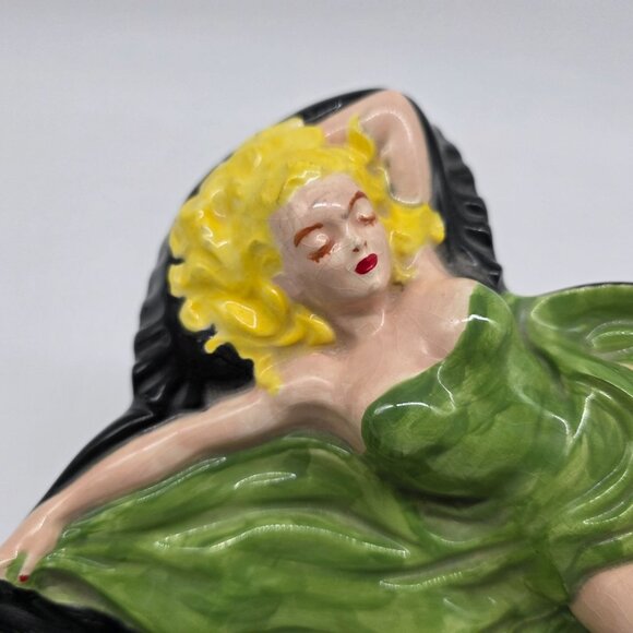 Vintage MCM Holland Mold Ceramic Risque Pinup Girl Ash Tray Candy Dish - Picture 4 of 11